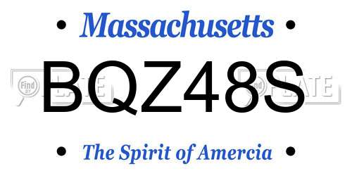BQZ48S Massachusetts License Plate