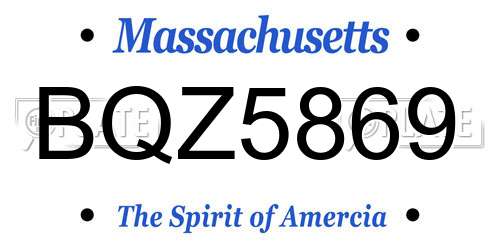 BQZ5869 Massachusetts License Plate