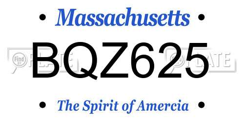 BQZ625 Massachusetts License Plate