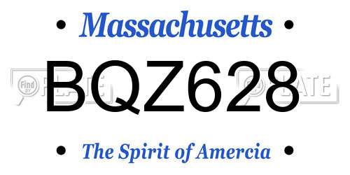 BQZ628 Massachusetts License Plate