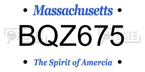 BQZ675 Massachusetts License Plate