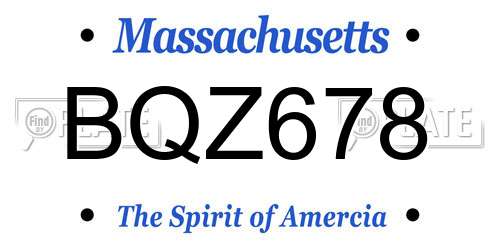 BQZ678 Massachusetts License Plate