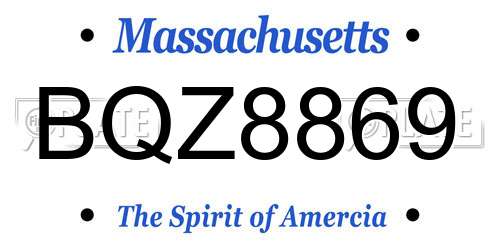 BQZ8869 Massachusetts License Plate
