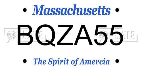 BQZA55 Massachusetts License Plate