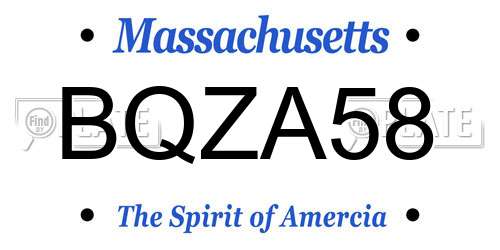 BQZA58 Massachusetts License Plate