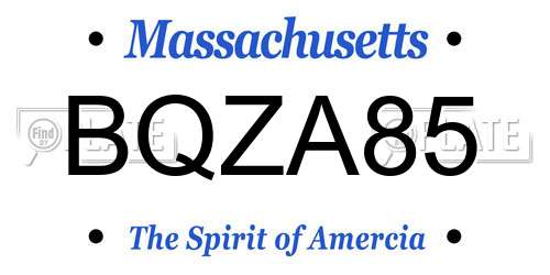 BQZA85 Massachusetts License Plate