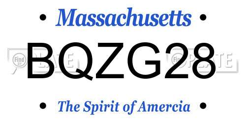 BQZG28 Massachusetts License Plate