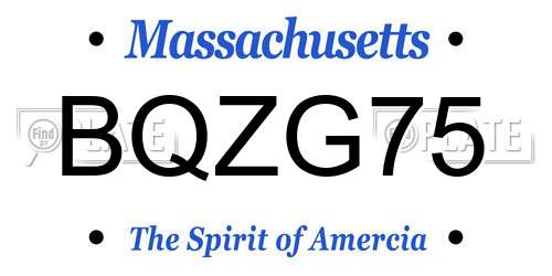 BQZG75 Massachusetts License Plate