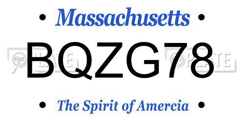 BQZG78 Massachusetts License Plate