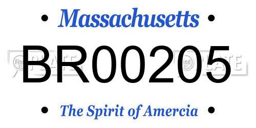 BR00205 Massachusetts License Plate