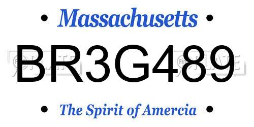 BR3G489 Massachusetts License Plate
