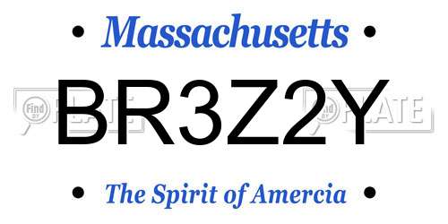 BR3Z2Y Massachusetts License Plate