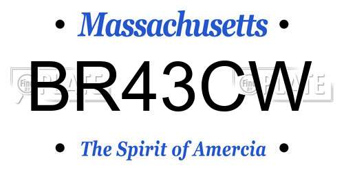 BR43CW Massachusetts License Plate