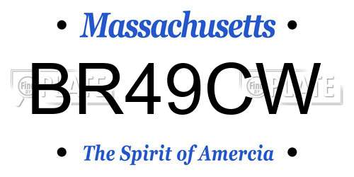 BR49CW Massachusetts License Plate