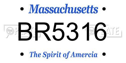 BR5316 Massachusetts License Plate
