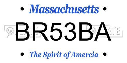 BR53BA Massachusetts License Plate