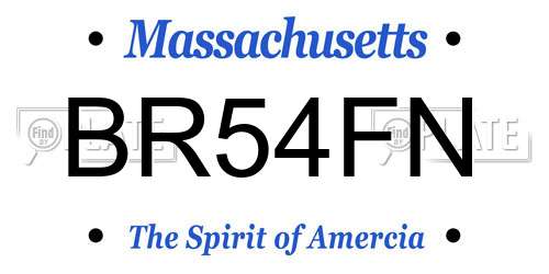 BR54FN Massachusetts License Plate