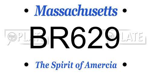 BR629 Massachusetts License Plate
