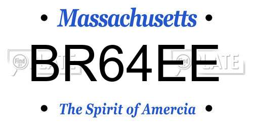 BR64EE Massachusetts License Plate