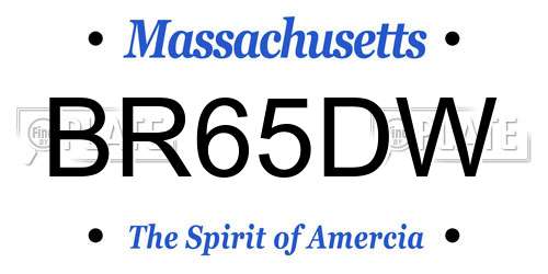 BR65DW Massachusetts License Plate