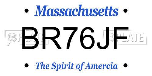 BR76JF Massachusetts License Plate