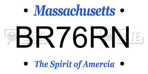 BR76RN Massachusetts License Plate