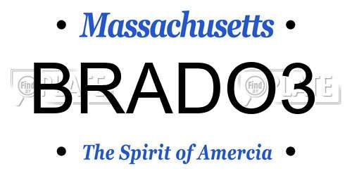 BRADO3 Massachusetts License Plate