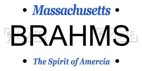 BRAHMS Massachusetts License Plate