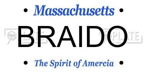 BRAIDO Massachusetts License Plate
