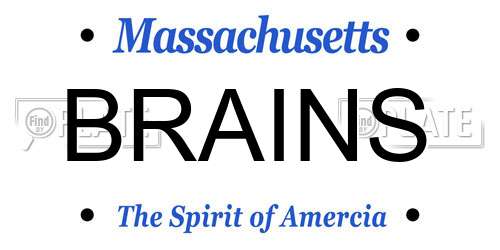 BRAINS Massachusetts License Plate