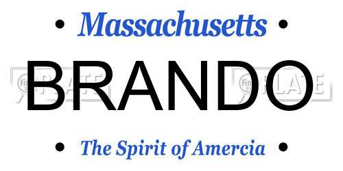 BRANDO Massachusetts License Plate