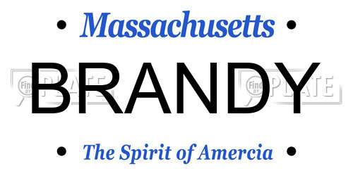 BRANDY Massachusetts License Plate