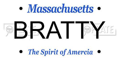 BRATTY Massachusetts License Plate