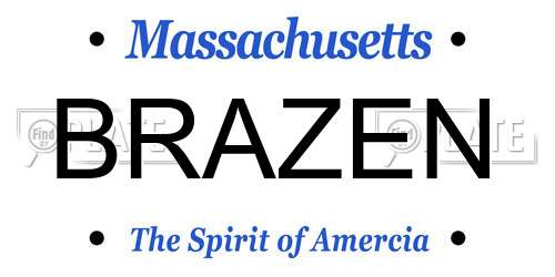 BRAZEN Massachusetts License Plate