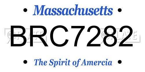 BRC7282 Massachusetts License Plate