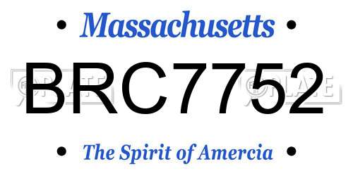BRC7752 Massachusetts License Plate