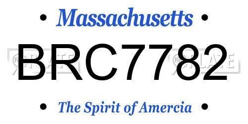 BRC7782 Massachusetts License Plate