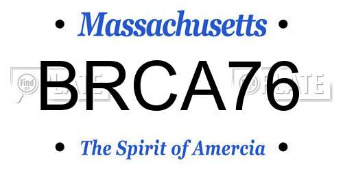 BRCA76 Massachusetts License Plate