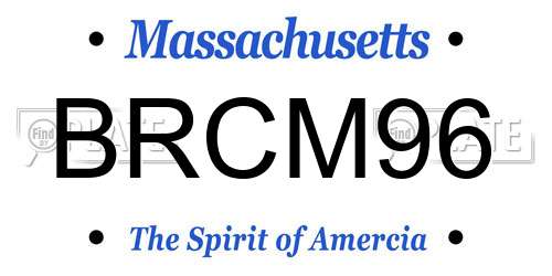 BRCM96 Massachusetts License Plate