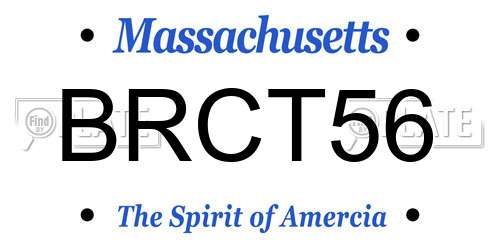 BRCT56 Massachusetts License Plate