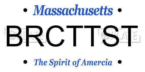 BRCTTST Massachusetts License Plate