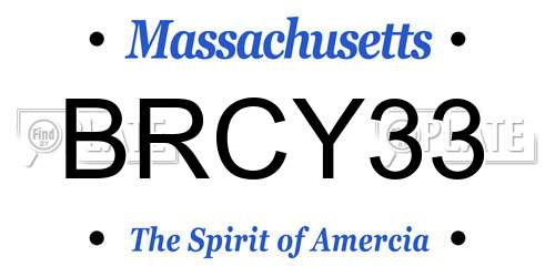 BRCY33 Massachusetts License Plate