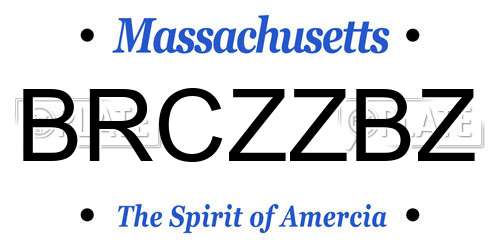 BRCZZBZ Massachusetts License Plate