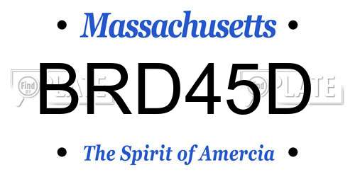 BRD45D Massachusetts License Plate