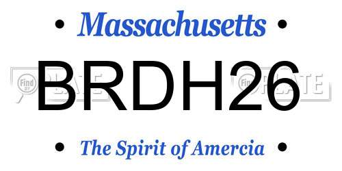 BRDH26 Massachusetts License Plate