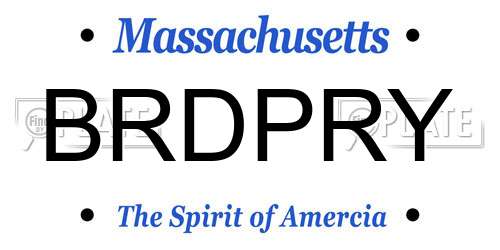 BRDPRY Massachusetts License Plate
