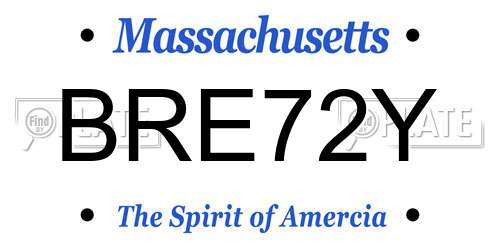 BRE72Y Massachusetts License Plate