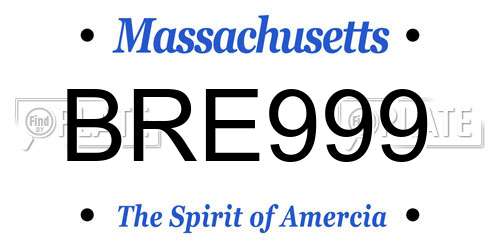 BRE999 Massachusetts License Plate