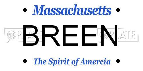 BREEN Massachusetts License Plate