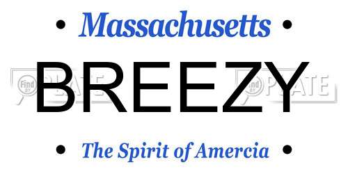 BREEZY Massachusetts License Plate